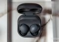 Samsung Galaxy Buds 2 Pro in graphite black color in charging case from above 1
