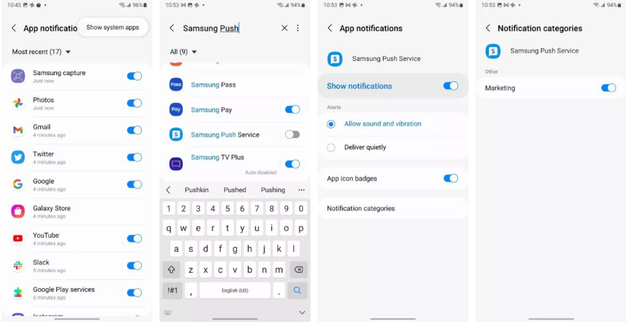 How to disable Samsung Push Service notifications